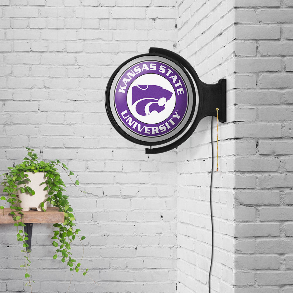 Kansas State Wildcats Round Rotating Wall Sign Room View Silver