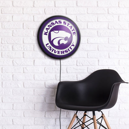 Kansas State Wildcats Slimline Round Lighted Wall Sign Room View