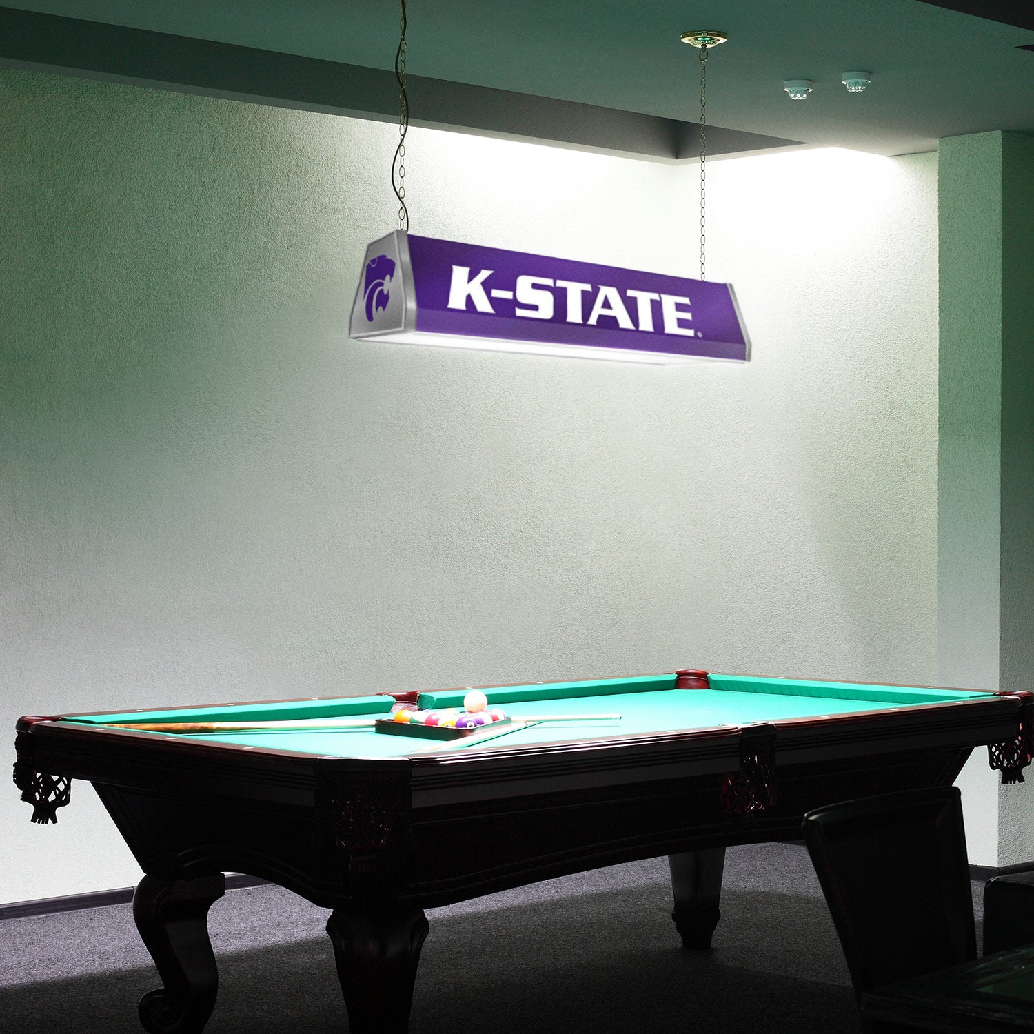 Kansas State Wildcats Standard Pool Table Light Room View