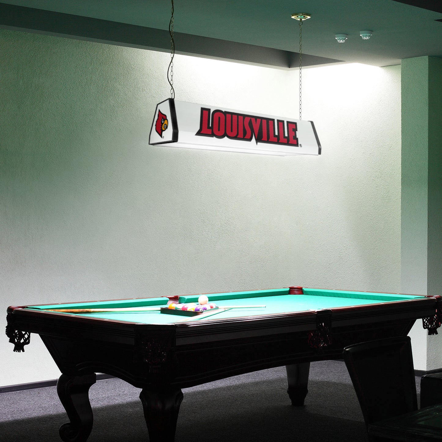Louisville Cardinals Standard Pool Table Light Room View