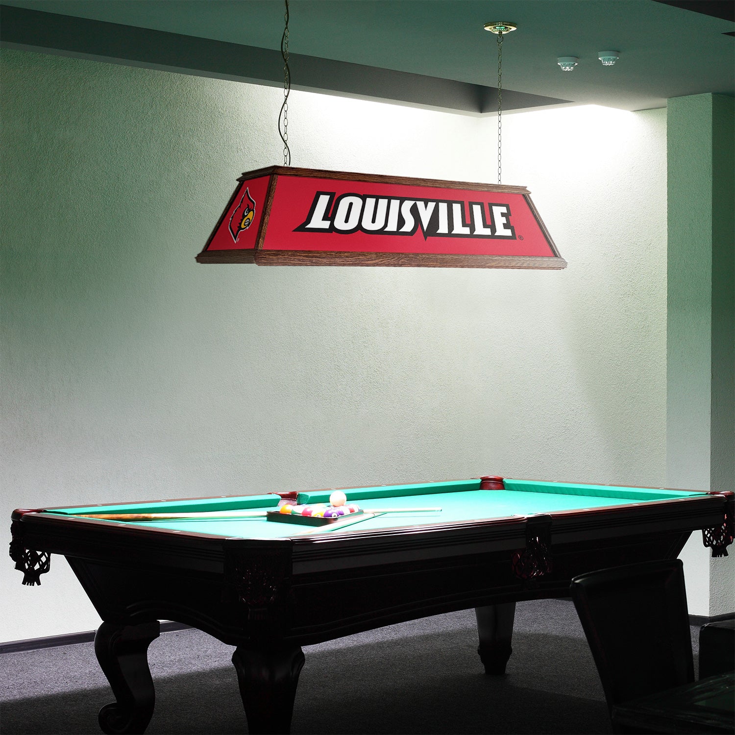 Louisville Cardinals Premium Pool Table Light Room View
