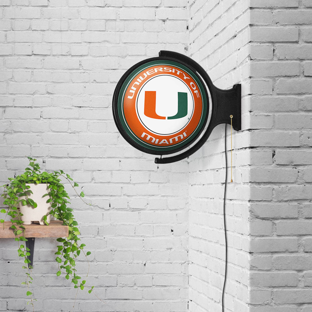 Miami Hurricanes Round Rotating Wall Sign Room View