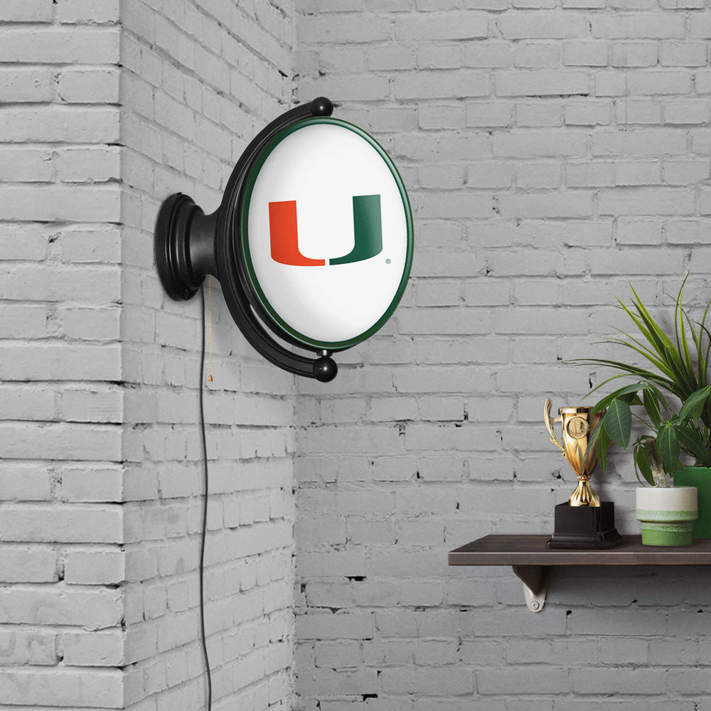Miami Hurricanes Oval Rotating Wall Sign Room View
