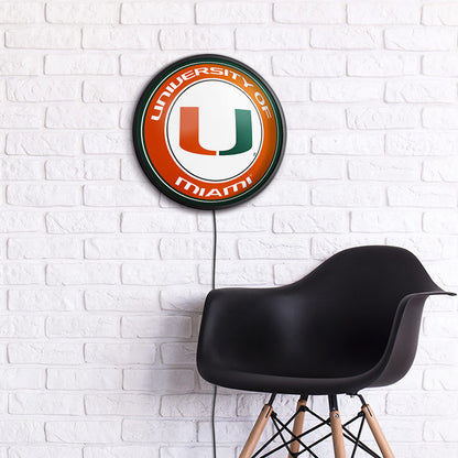 Miami Hurricanes Slimline Round Lighted Wall Sign Room View