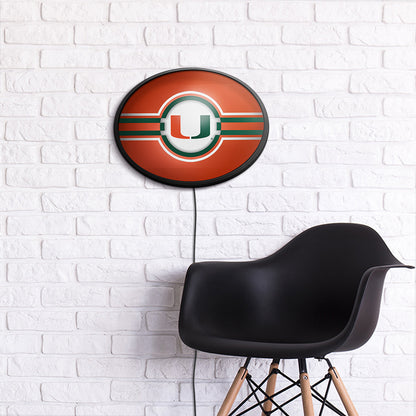 Miami Hurricanes Slimline Oval Lighted Wall Sign Room View