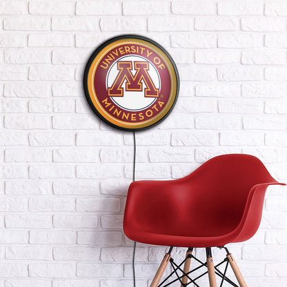 Minnesota Golden Gophers Slimline Round Lighted Wall Sign Room View
