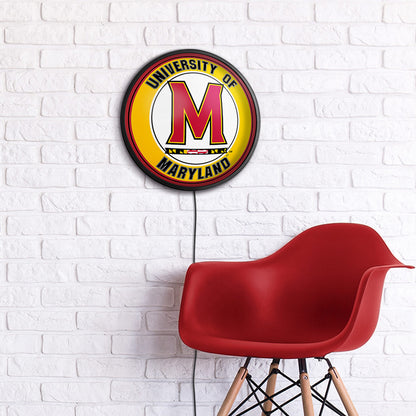 Maryland Terrapins Slimline Round Lighted Wall Sign Room View