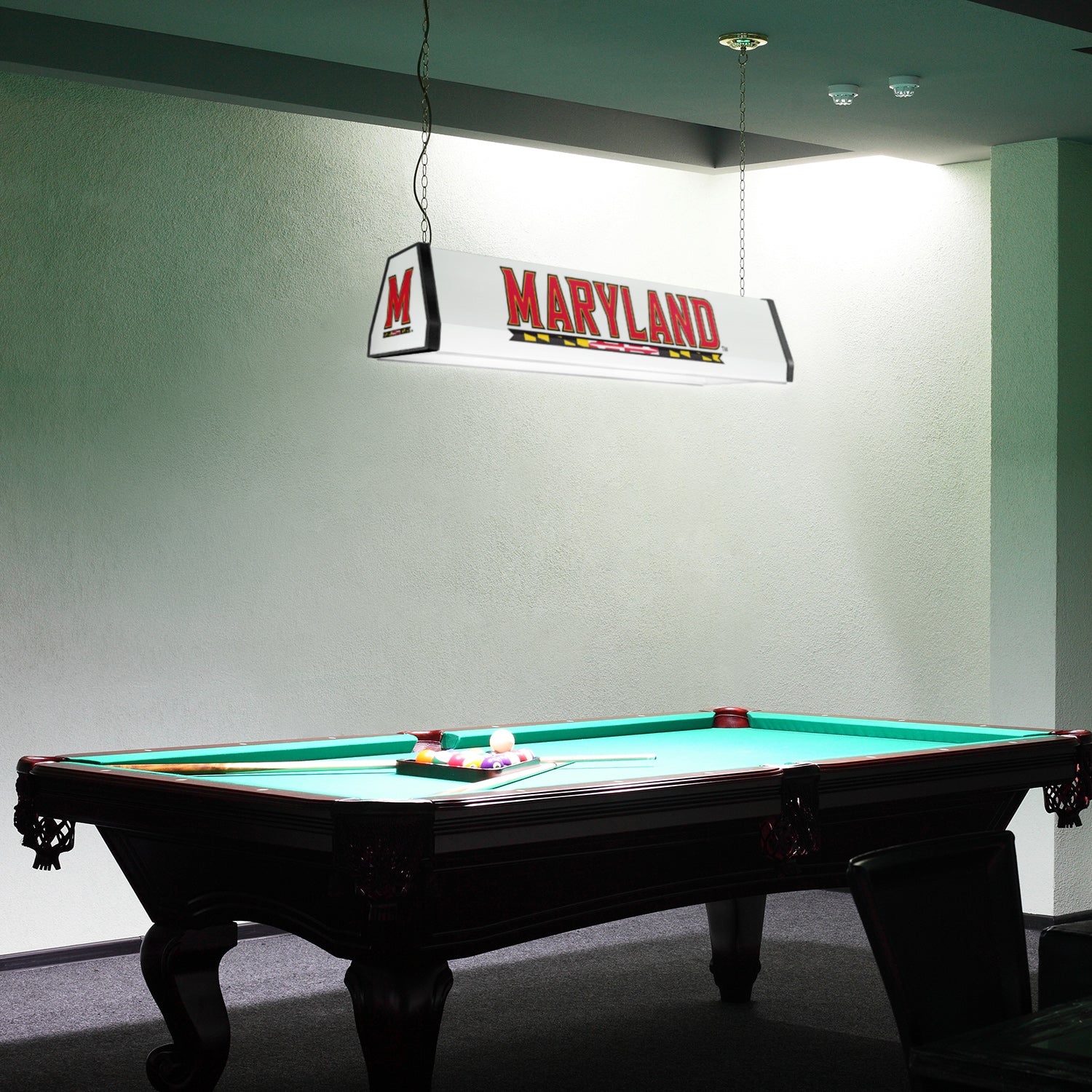 Maryland Terrapins Standard Pool Table Light Room View
