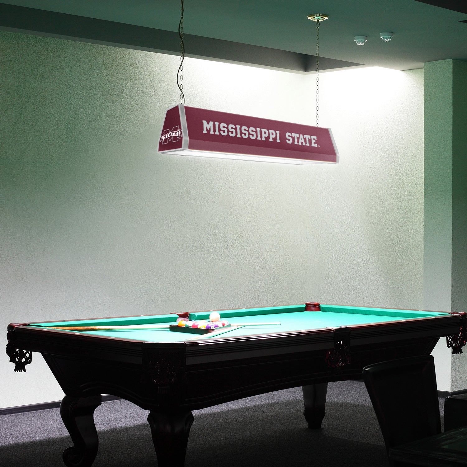 Mississippi State Bulldogs Standard Pool Table Light Room View