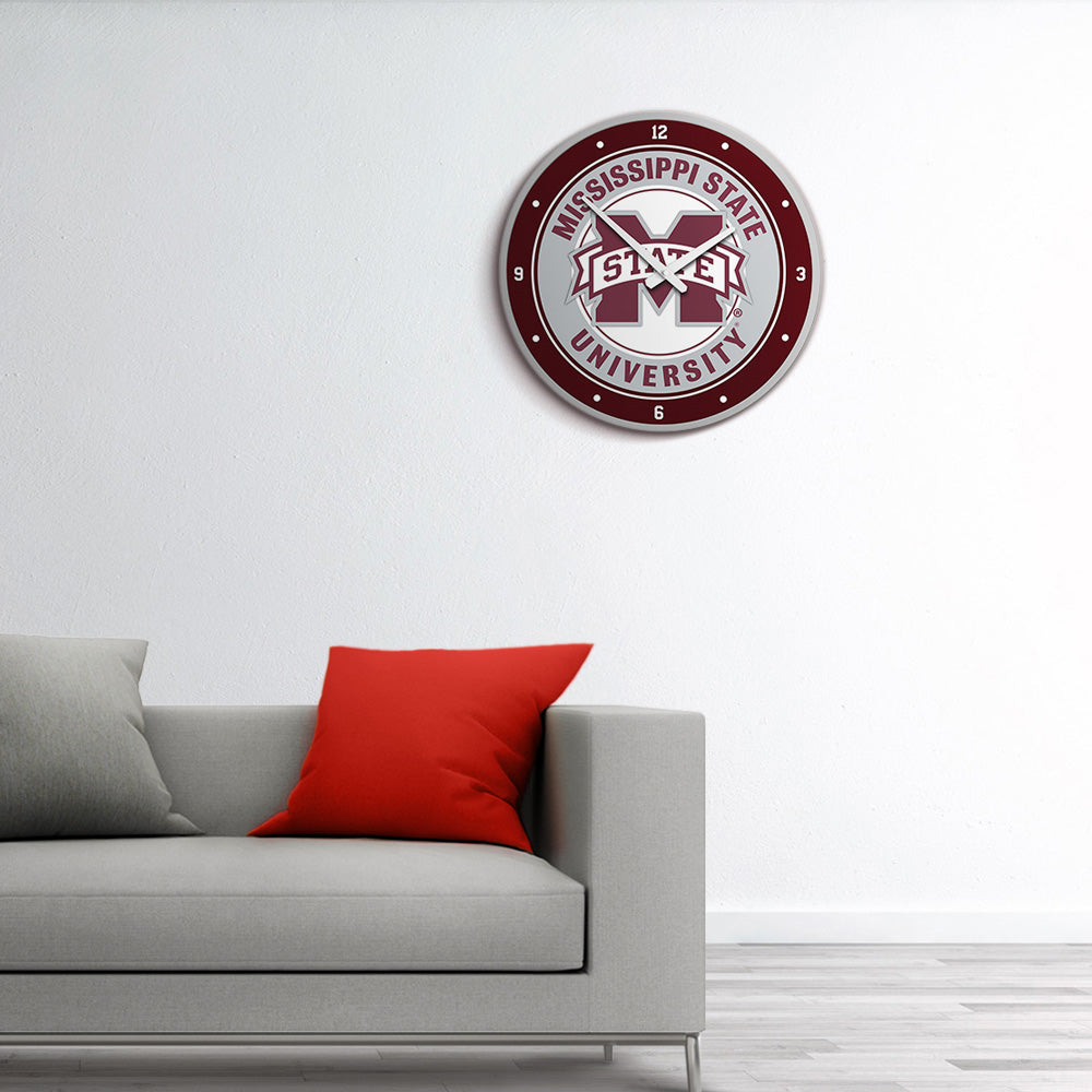 Mississippi State Bulldogs Round Wall Clock Room View
