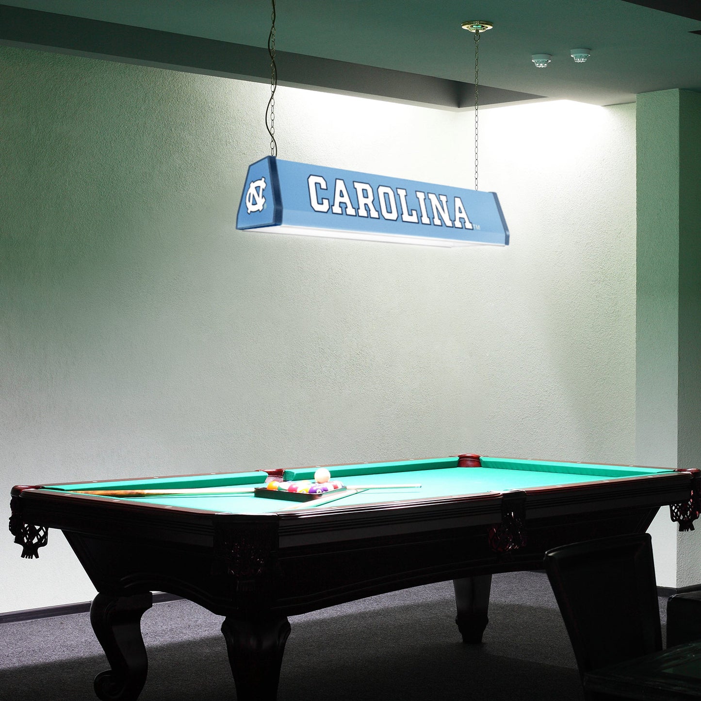 North Carolina Tar Heels Standard Pool Table Light Room View