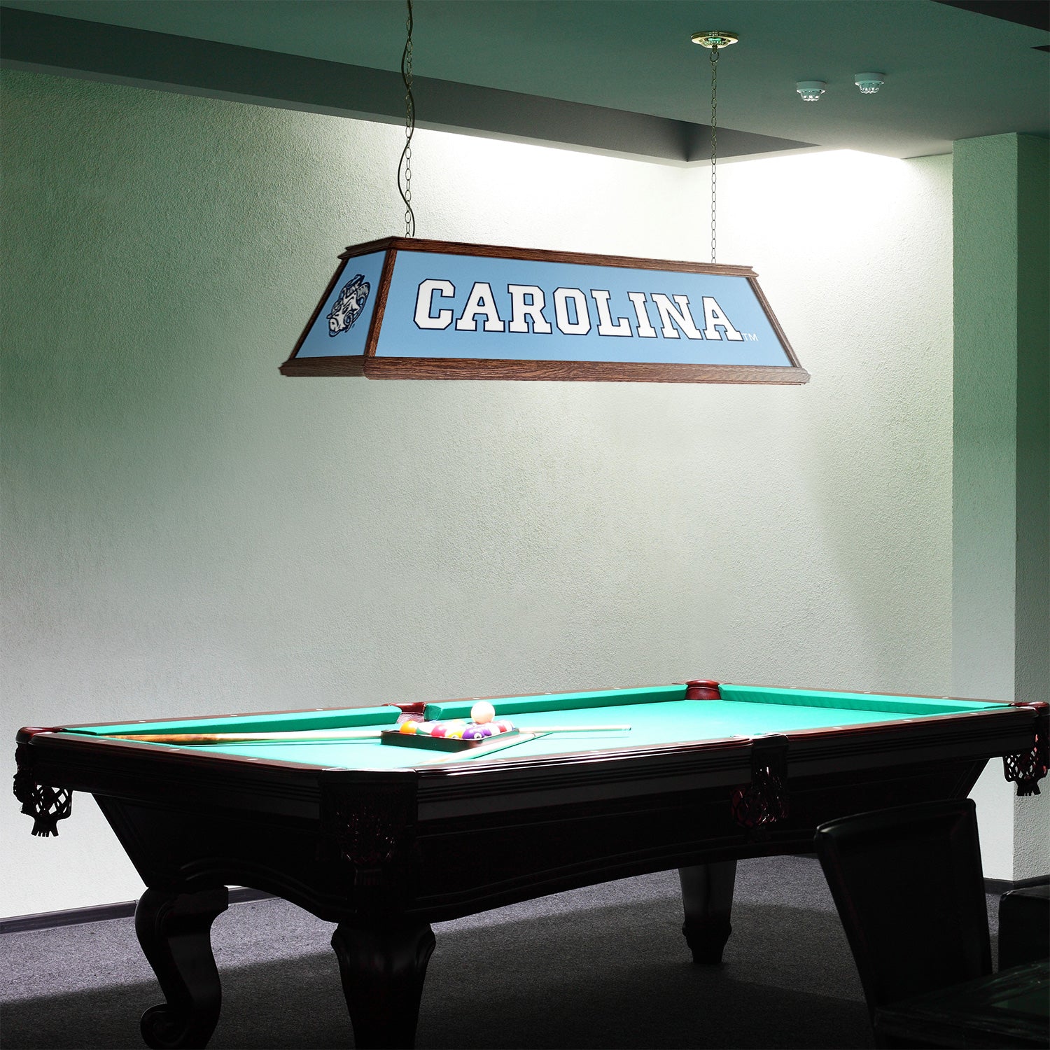North Carolina Tar Heels Premium Pool Table Light Room View