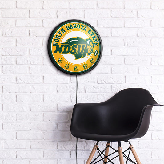 North Dakota State Bison Slimline Round Lighted Wall Sign Room View