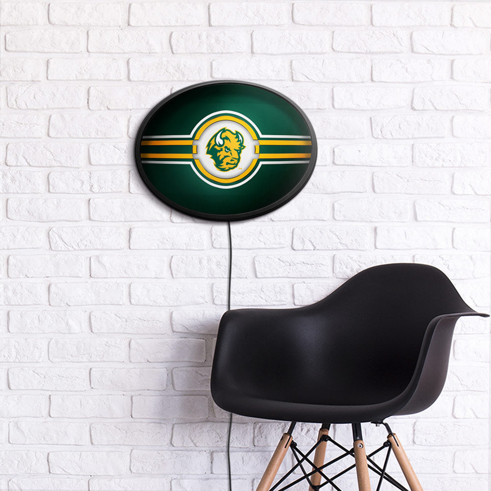 North Dakota State Bison Slimline Oval Lighted Wall Sign Room View