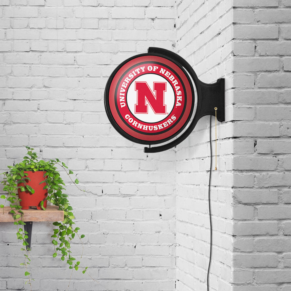 Nebraska Cornhuskers Round Rotating Wall Sign Room View