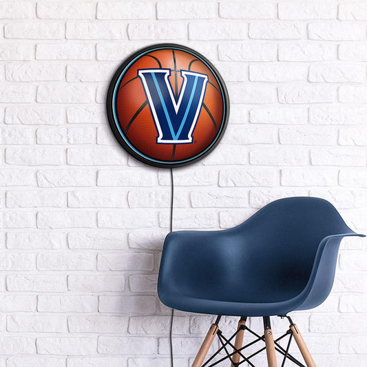 Villanova Wildcats Basketball Slimline Round Lighted Wall Sign Room View
