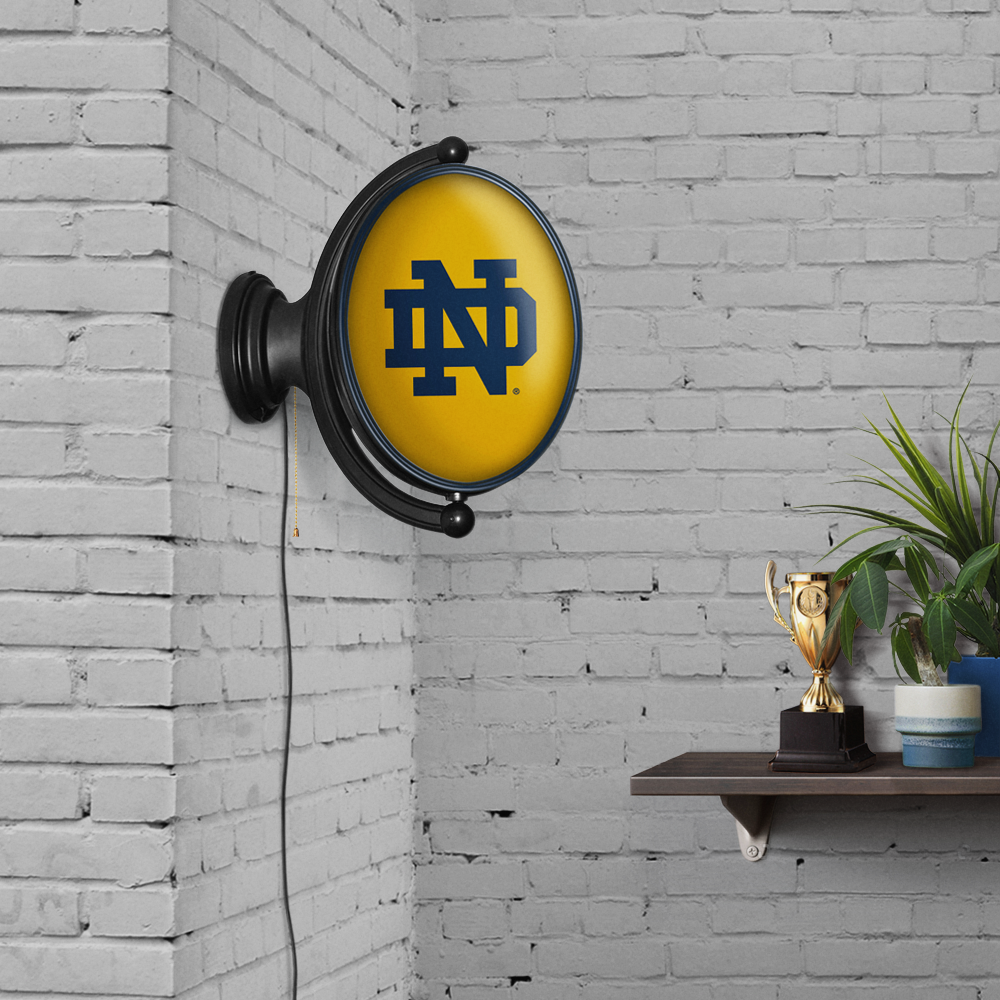 Notre Dame Fighting Irish Oval Rotating Wall Sign Room View
