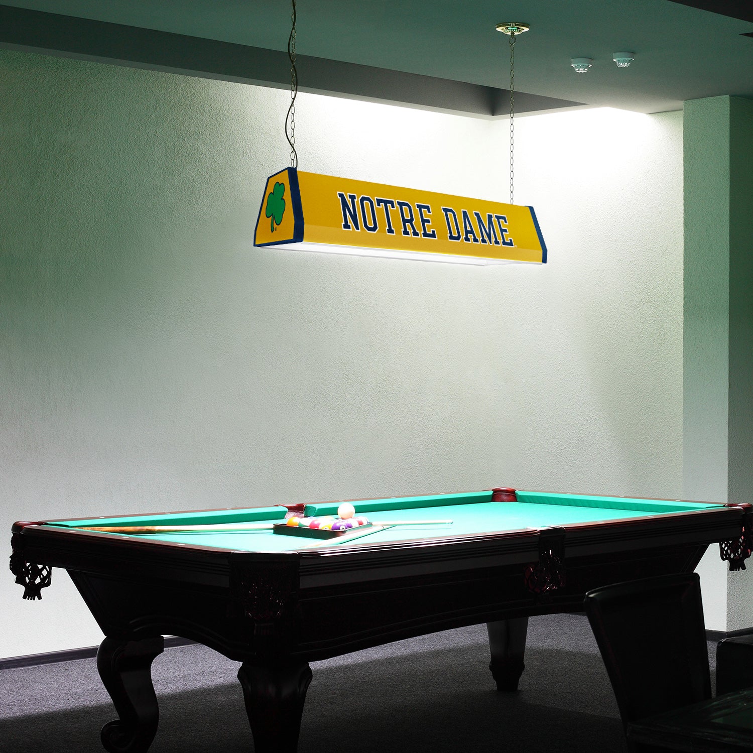 Notre Dame Fighting Irish Standard Pool Table Light Room View