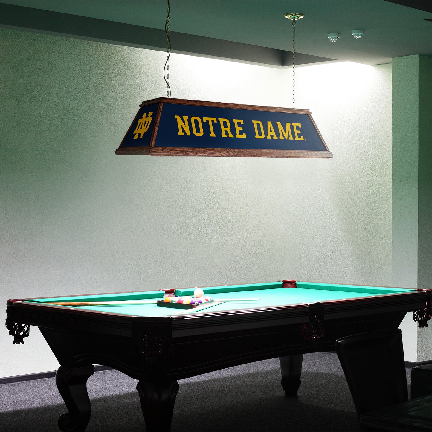Notre Dame Fighting Irish Premium Pool Table Light Room View