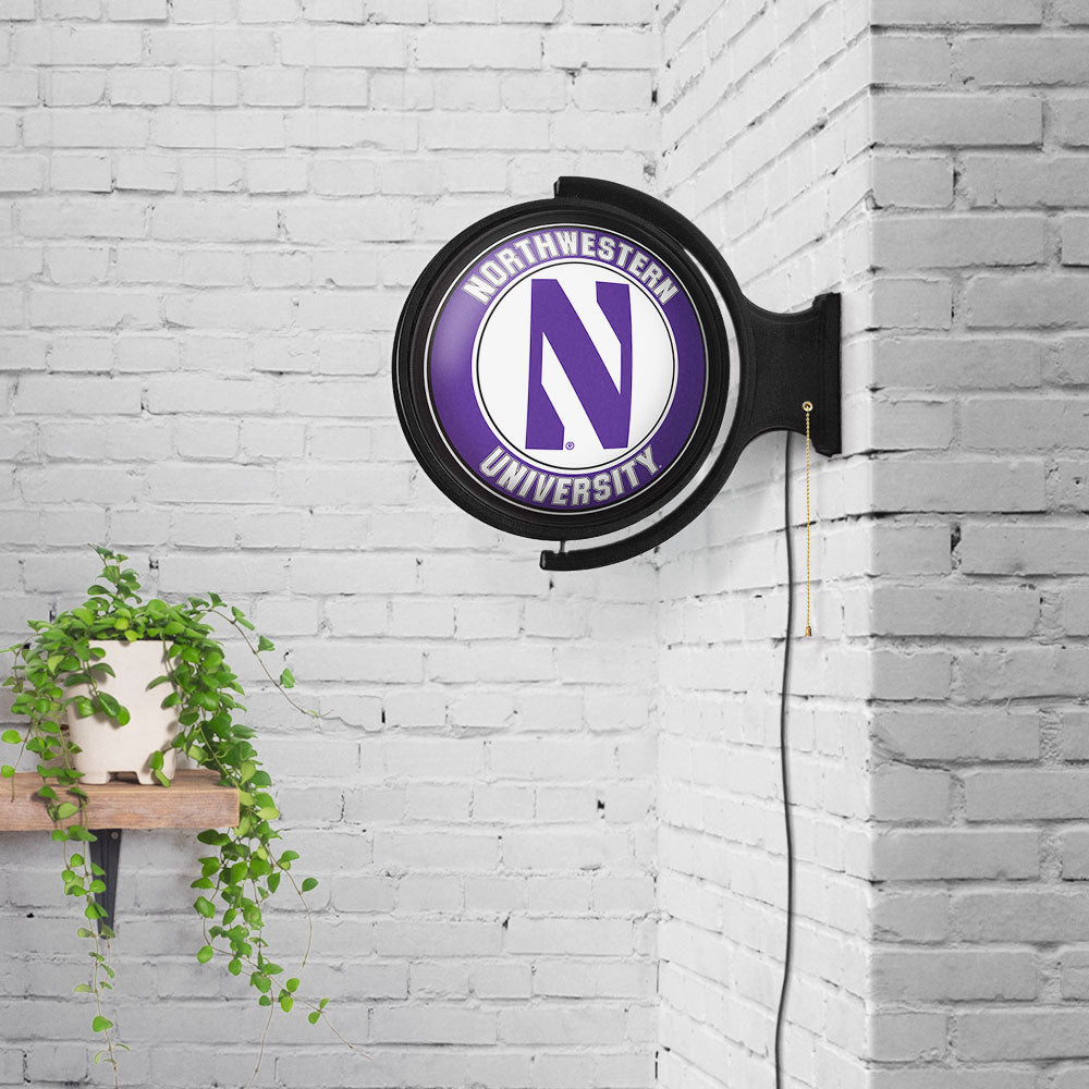 Northwestern Wildcats Round Rotating Wall Sign Room View