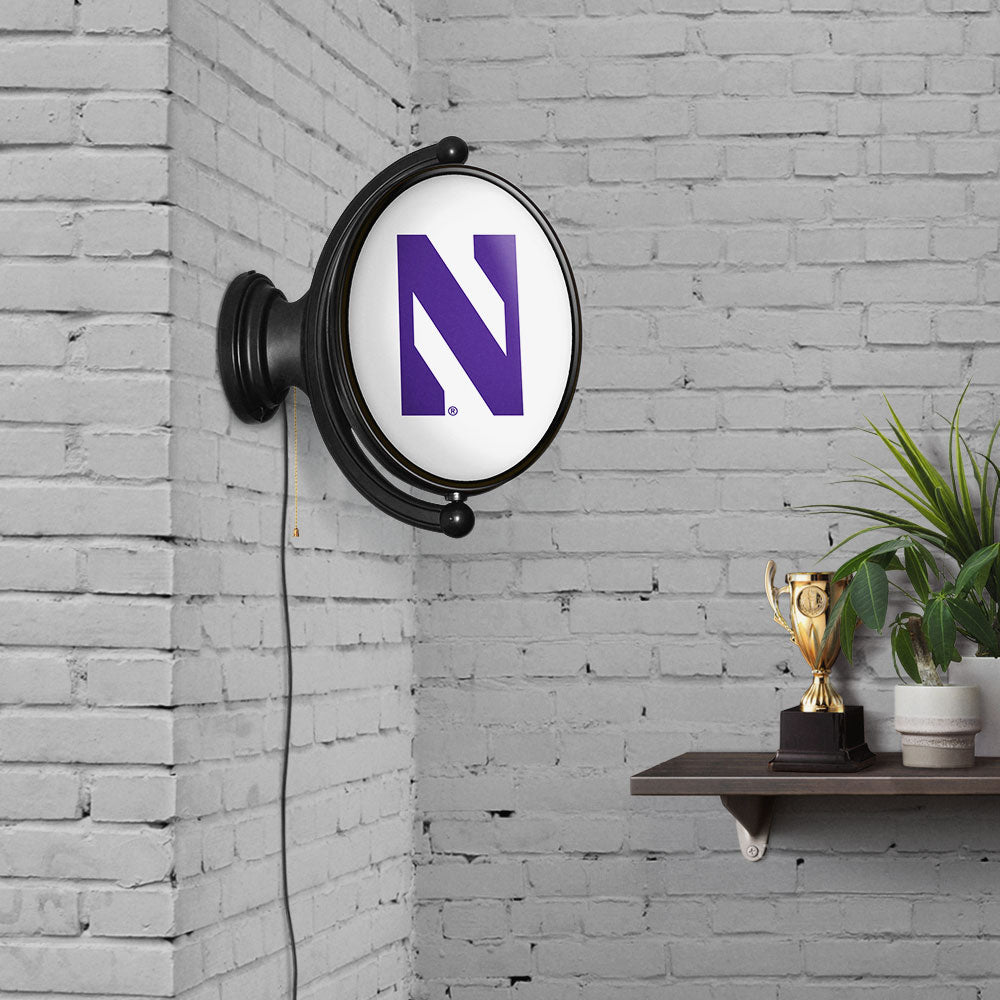 Northwestern Wildcats Oval Rotating Wall Sign Room View