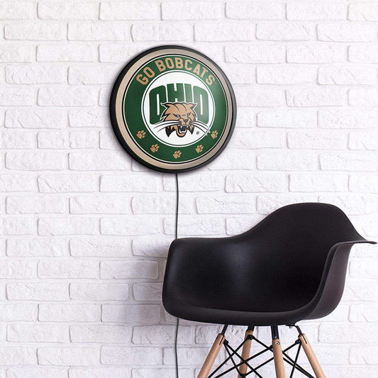 Ohio Bobcats Slimline Round Lighted Wall Sign Room View