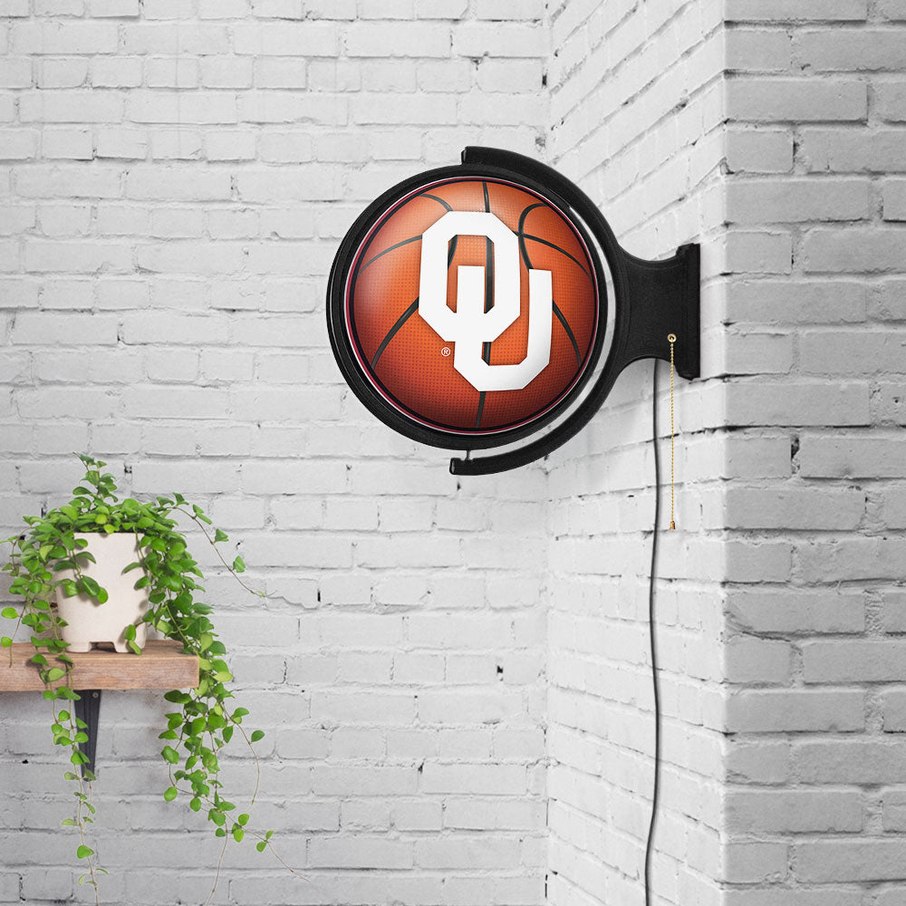 Oklahoma Sooners Round Basketball Rotating Wall Sign Room View