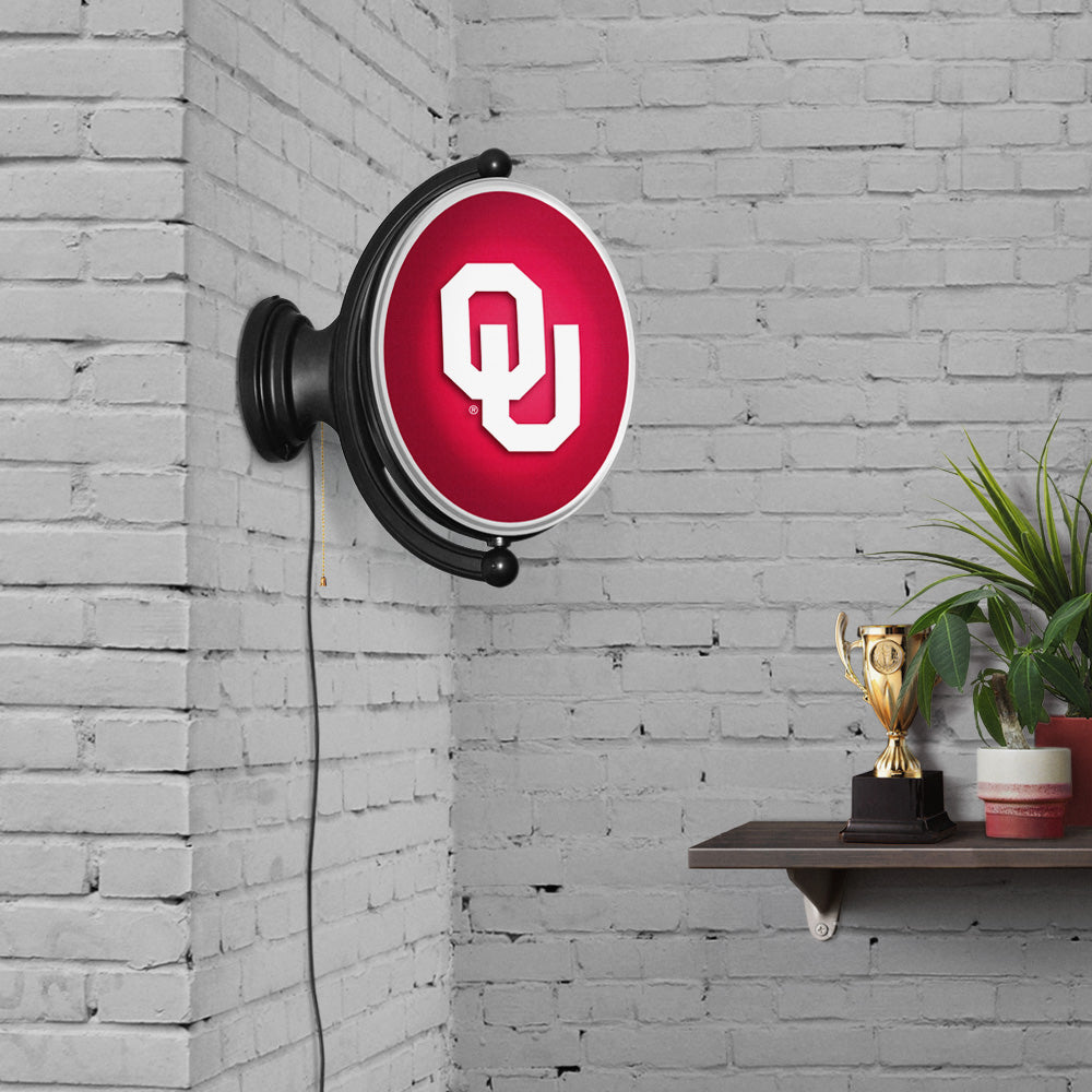 Oklahoma Sooners Oval Rotating Wall Sign Room View