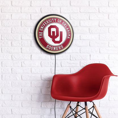 Oklahoma Sooners Slimline Round Lighted Wall Sign Room View