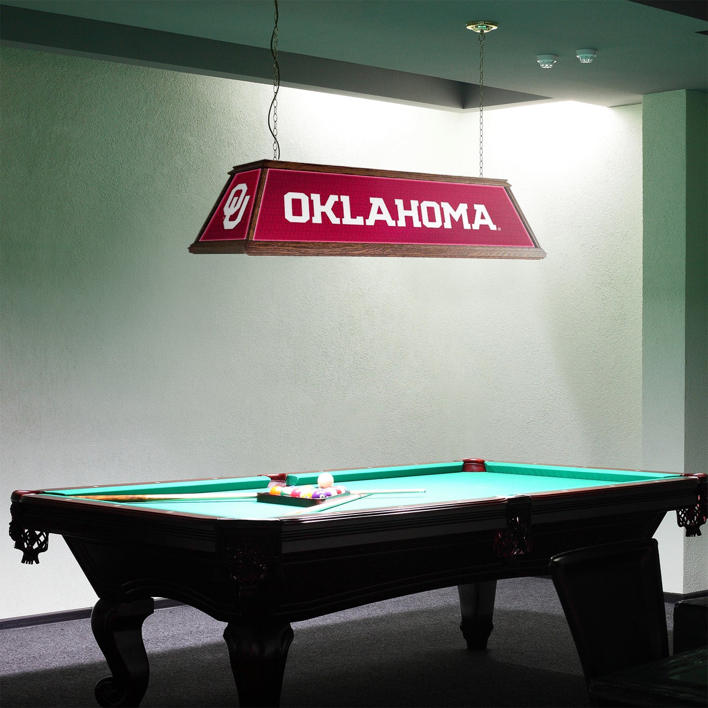 Oklahoma Sooners Premium Pool Table Light Room View