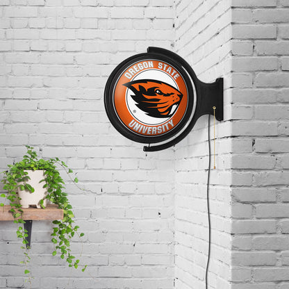 Oregon State Beavers Round Rotating Wall Sign Room View