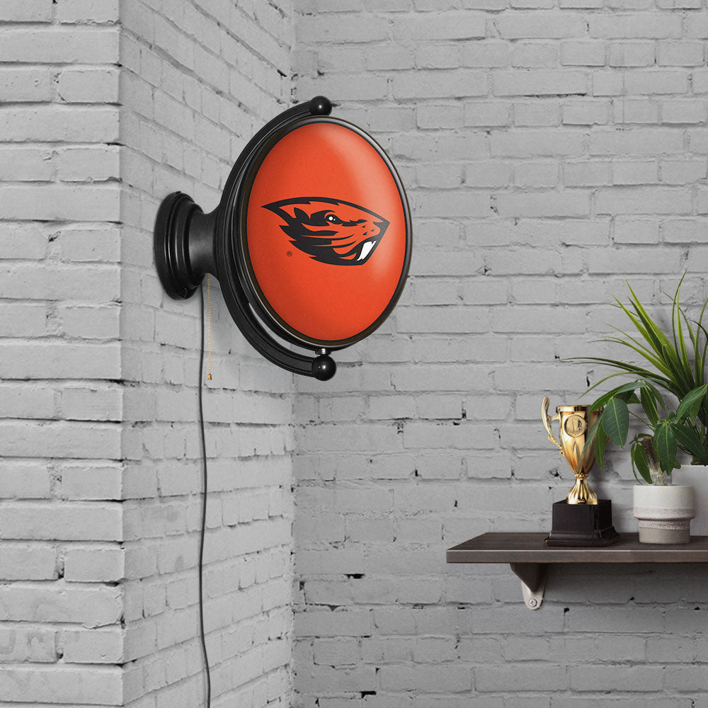 Oregon State Beavers Oval Rotating Wall Sign Room View