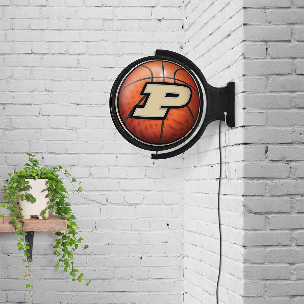 Purdue Boilermakers Round Basketball Rotating Wall Sign Room View
