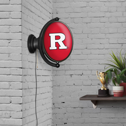 Rutgers Scarlet Knights Oval Rotating Wall Sign Room View