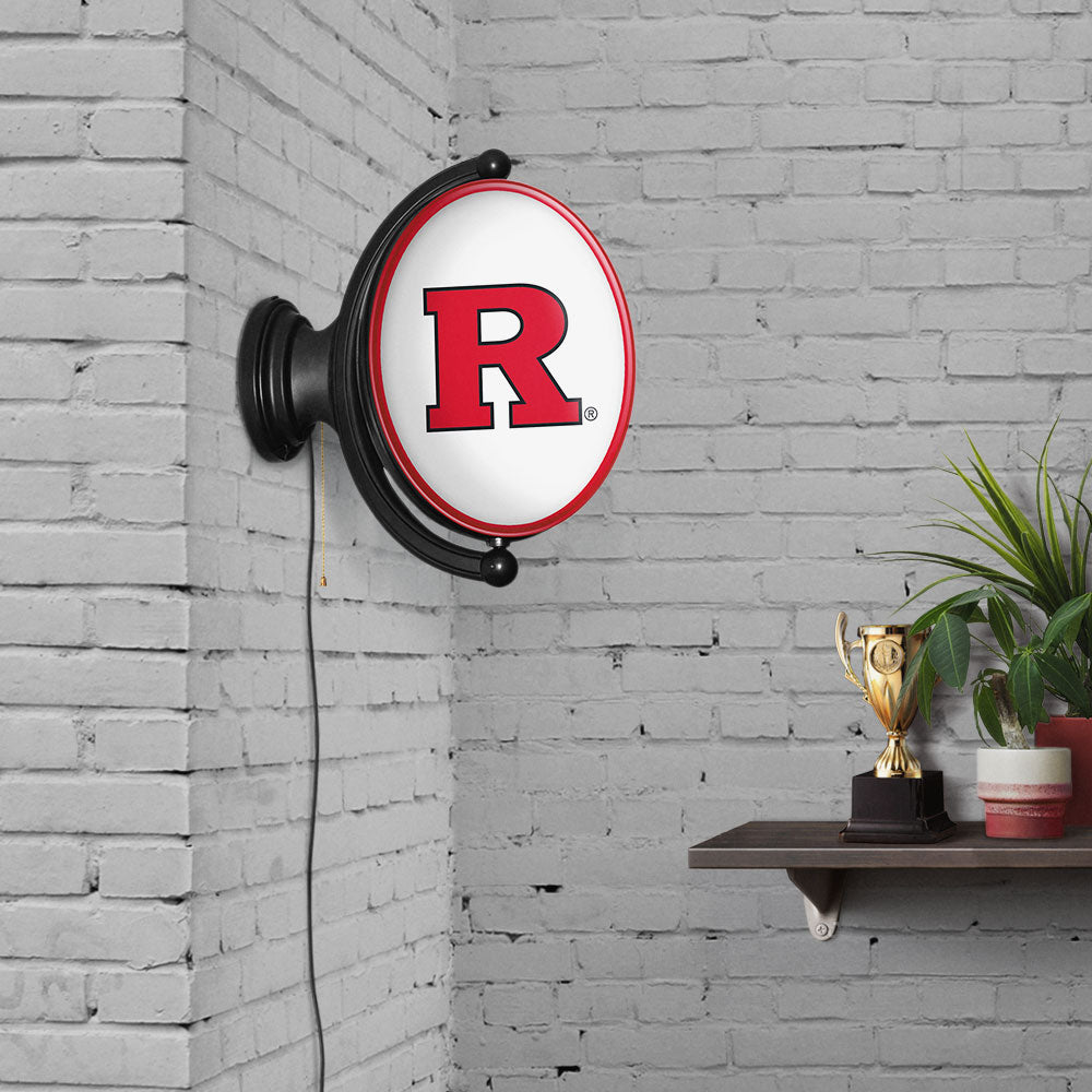 Rutgers Scarlet Knights Oval Rotating Wall Sign Room View