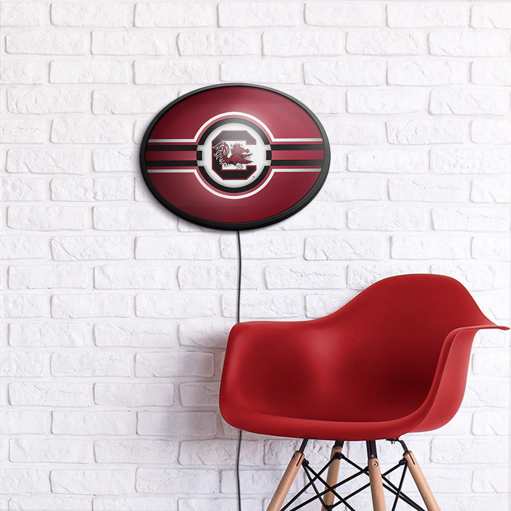 South Carolina Gamecocks Slimline Oval Lighted Wall Sign Room View