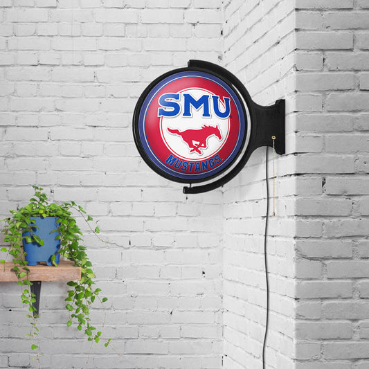 SMU Mustangs Round Rotating Wall Sign Room View