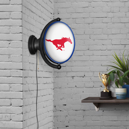 SMU Mustangs Oval Rotating Wall Sign Room View