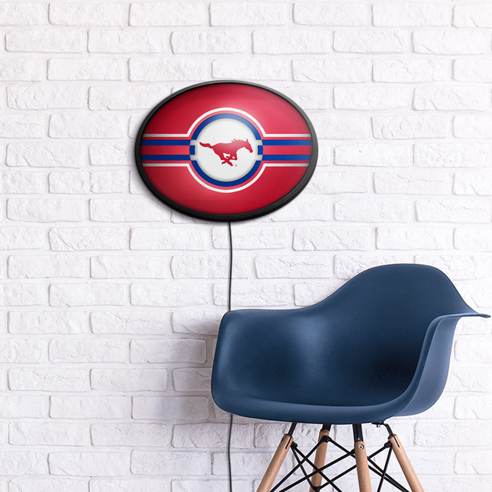 SMU Mustangs Slimline Oval Lighted Wall Sign Room View