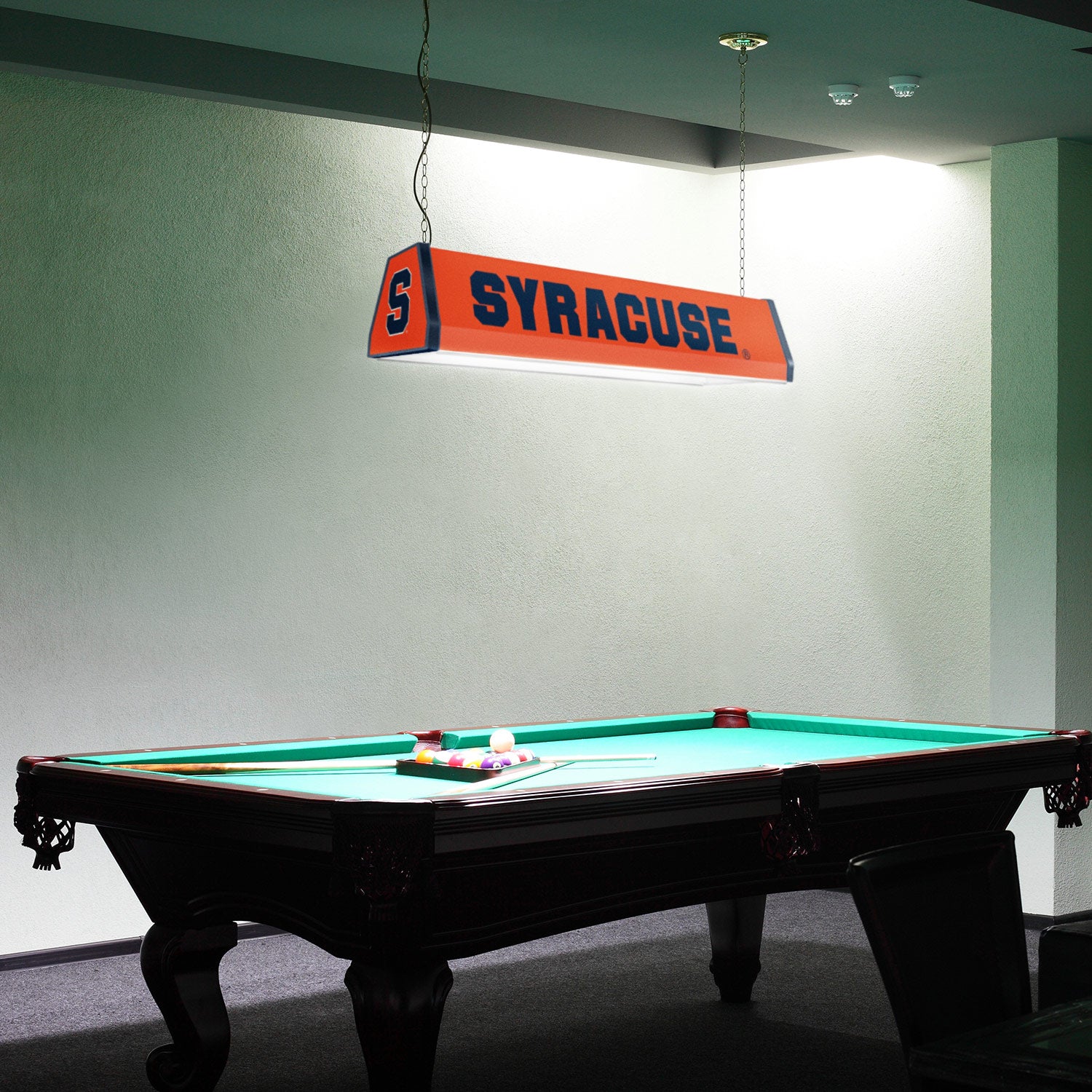 Syracuse Orange Standard Pool Table Light Room View