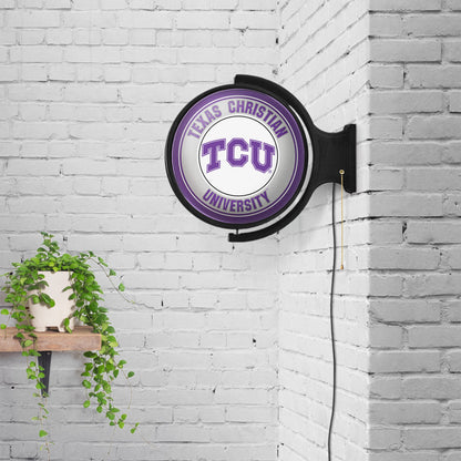 TCU Horned Frogs Round Rotating Wall Sign Room View