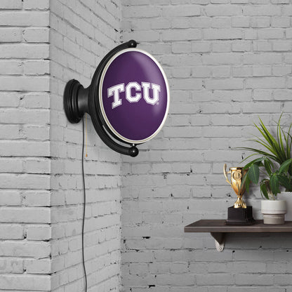 TCU Horned Frogs Oval Rotating Wall Sign Room View