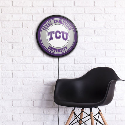 TCU Horned Frogs Slimline Round Lighted Wall Sign Room View
