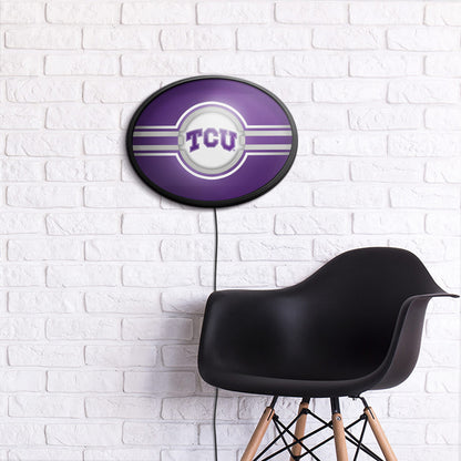 TCU Horned Frogs Slimline Oval Lighted Wall Sign Room View