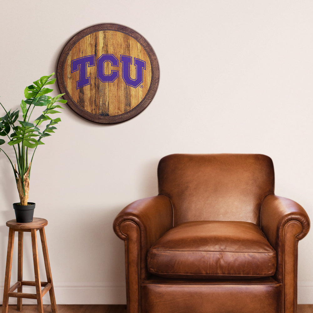 TCU Horned Frogs Barrel Top Sign Room View