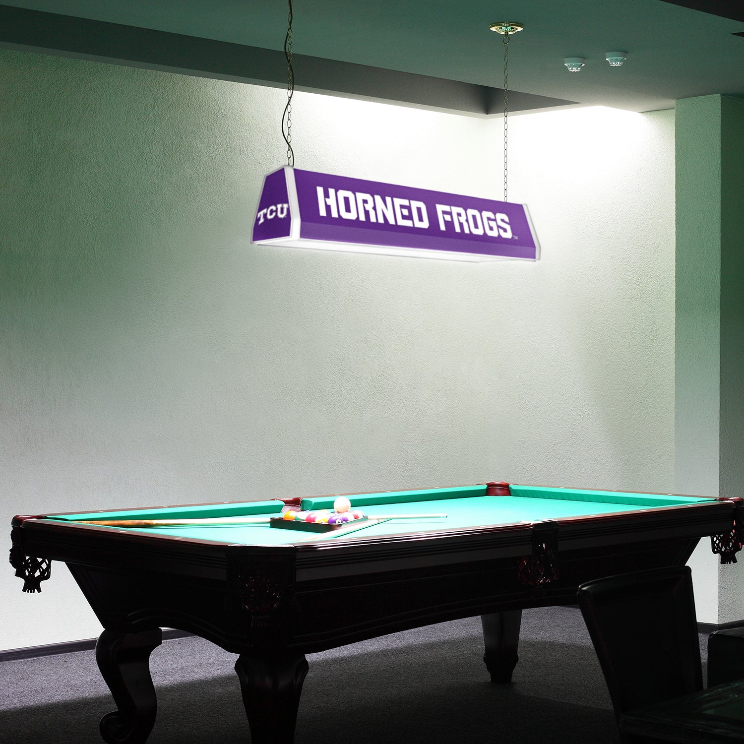 TCU Horned Frogs Standard Pool Table Light Room View