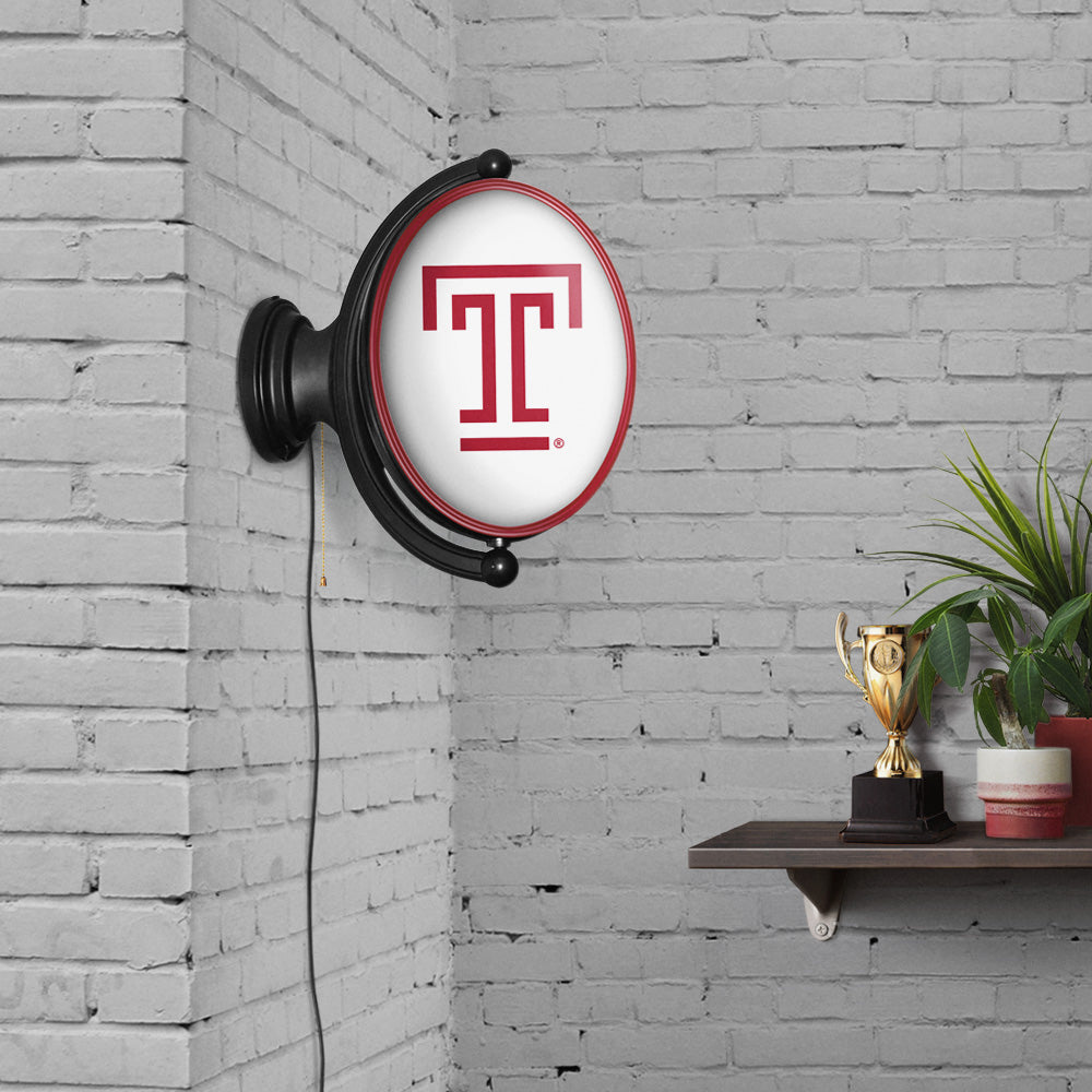 Temple Owls Oval Rotating Wall Sign Room View