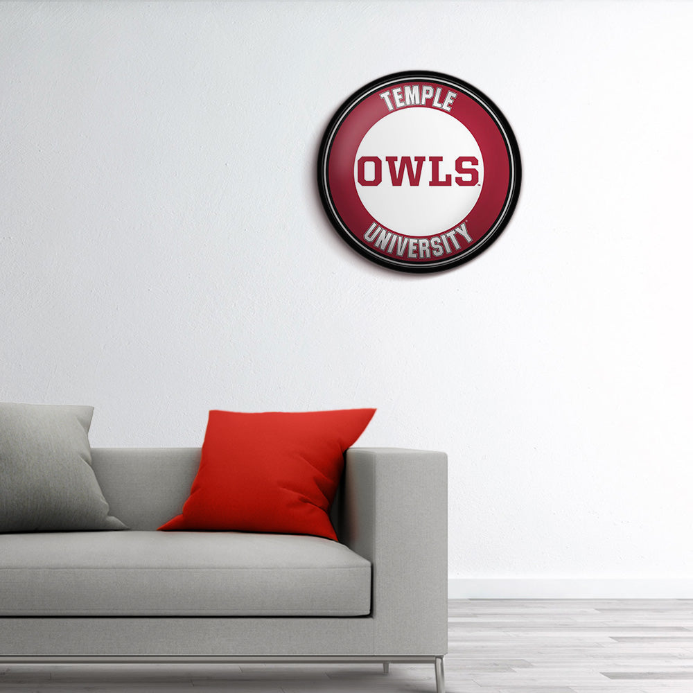 Temple Owls Modern Disc Wall Sign Room View