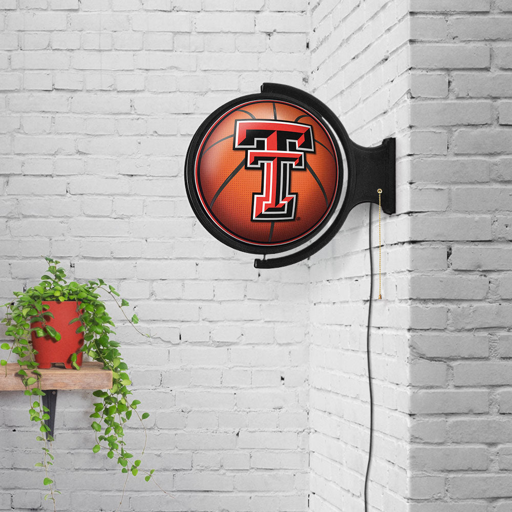 Texas Tech Red Raiders Round Basketball Rotating Wall Sign Room View