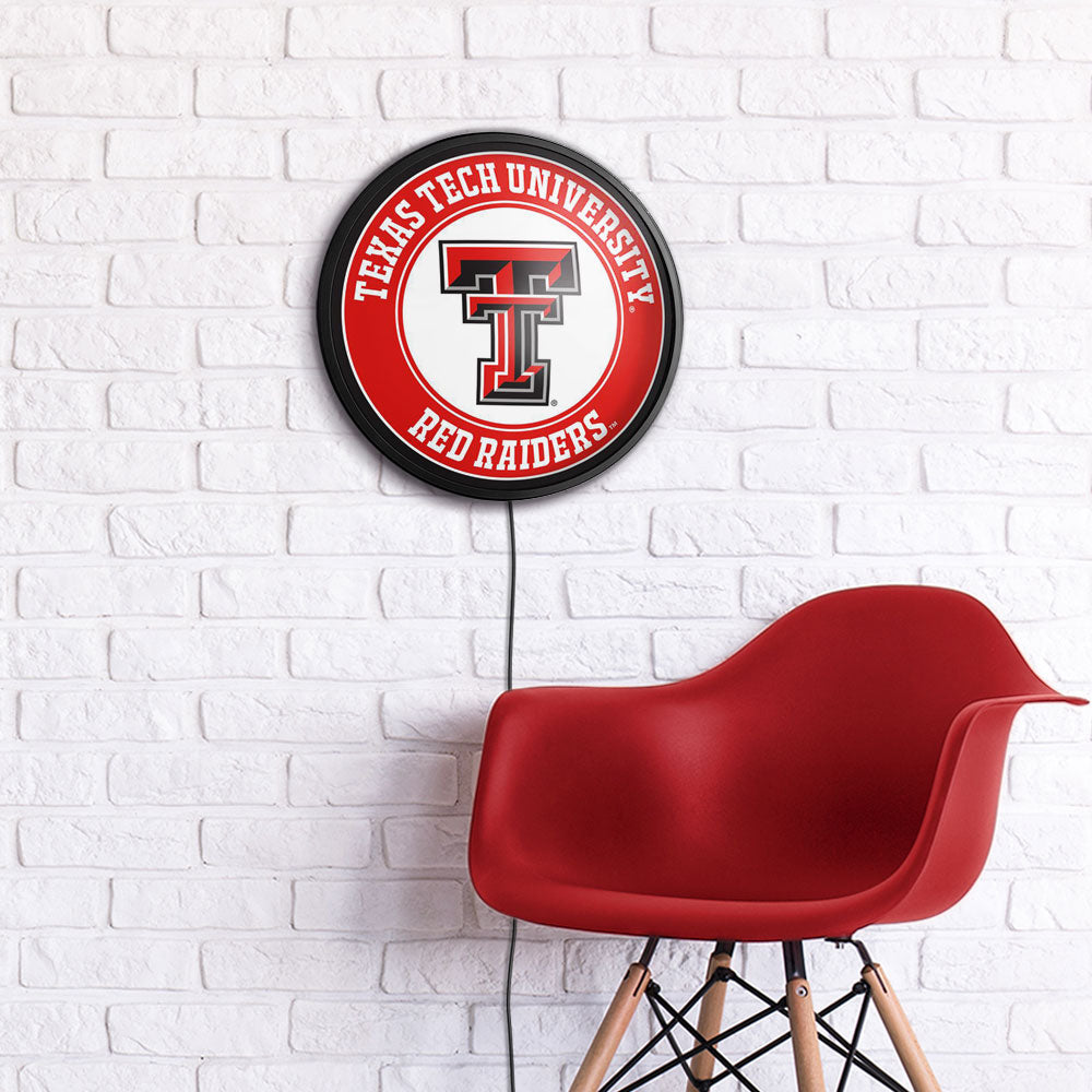 Texas Tech Red Raiders Slimline Round Lighted Wall Sign Room View